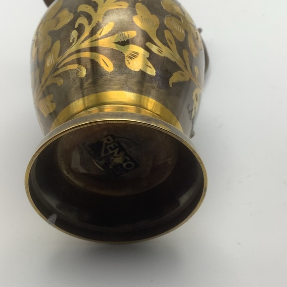 Renco India Etched Flower Brass Vase/Pitcher - Picture 9 of 11